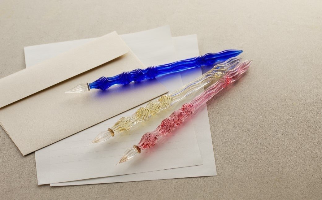 菅清風 硬質ガラスペン雅 せせらぎ ブルー インク付き ガラス工房 焱